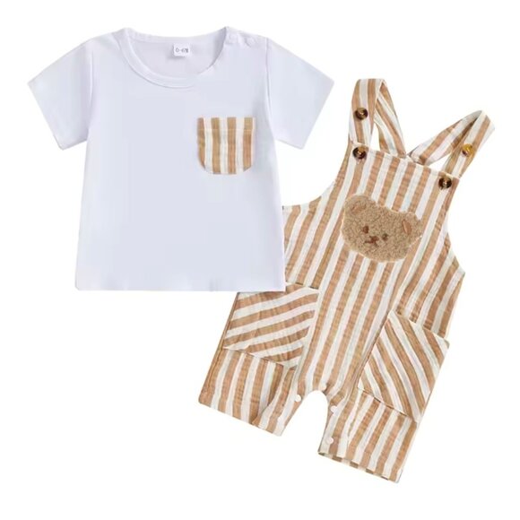 Mid-Season Terry Stuff Dress For Boy In Happy Bear Print Orange